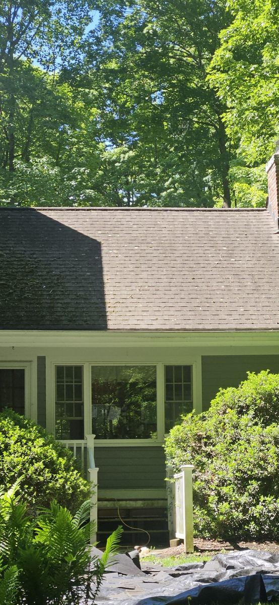 New gray shingle roof