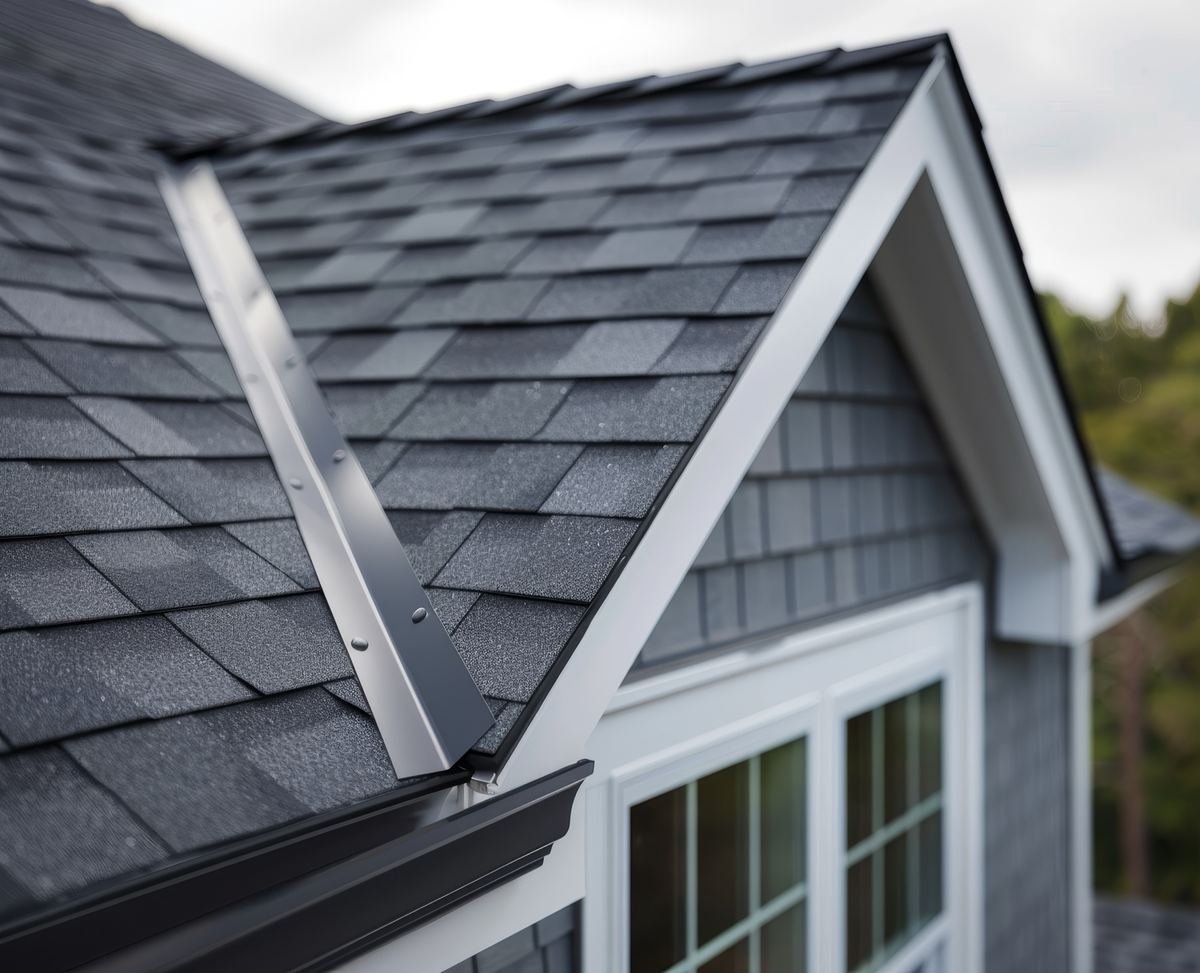 Close view of a modern architectural shingle roof