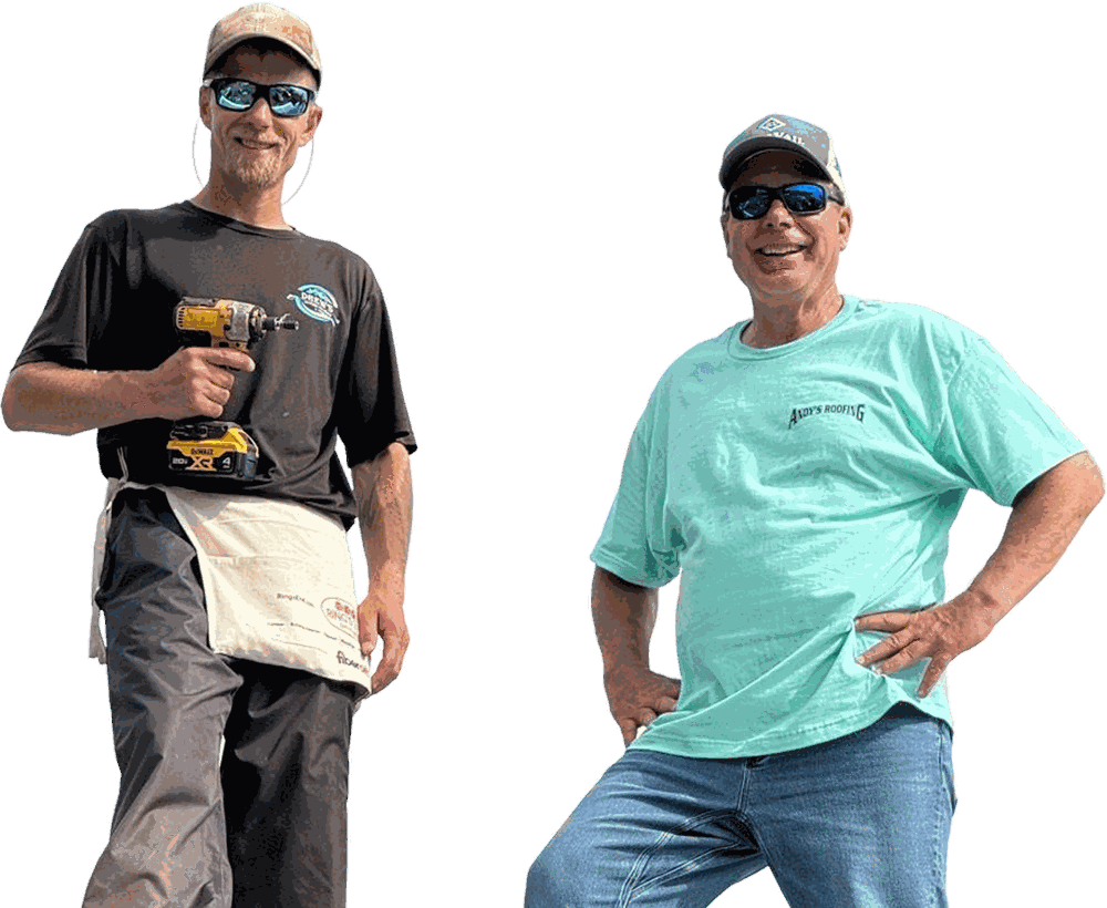 Two Andy’s Roofing crew members
